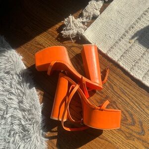 Orange Platform Heels